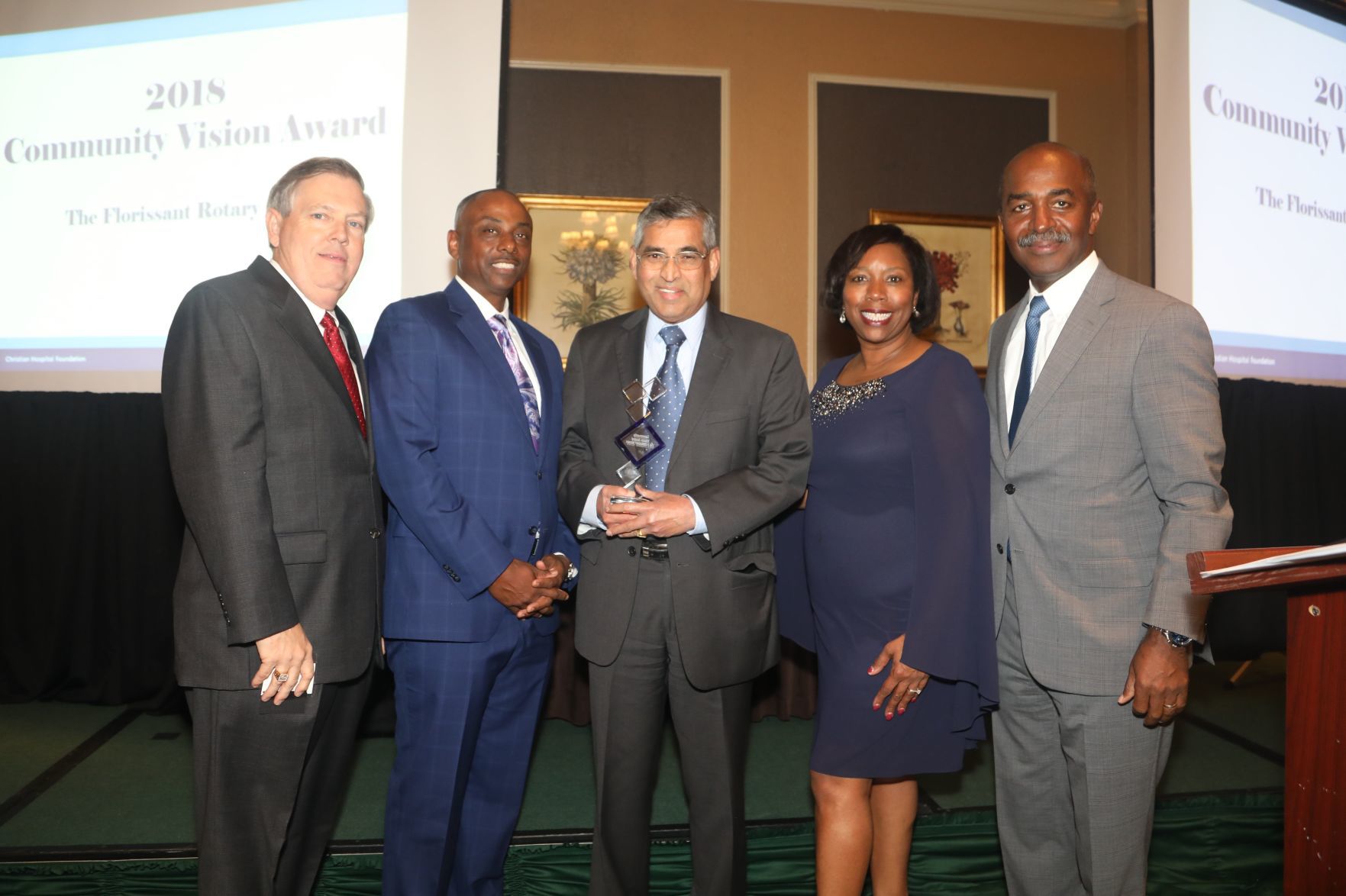 Dave Otto, Rick Stevens, Community Vision Award: The Florissant Rotary Club, Necole Powell, Chair, BJC HealthCare Board of Directors: Kelvin Westbrook